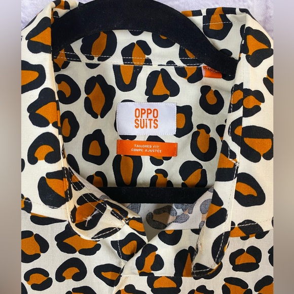 OppoSuits The Jag Leopard Print Tailored Fit Shirt Mens Size 17.1" 43/44 XL - Picture 4 of 9
